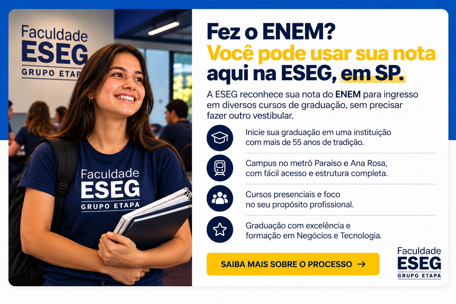 Faça o Enem e use sua nota para ingressar na Faculdade ESEG